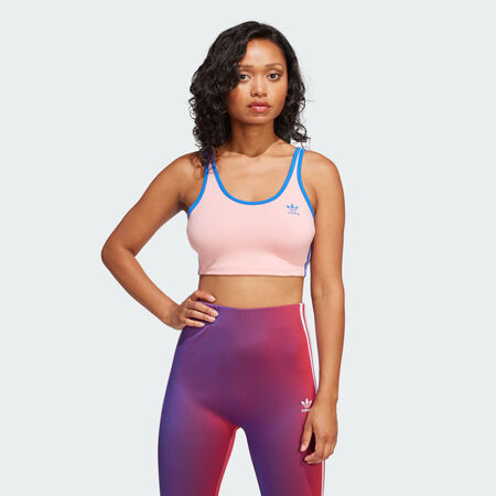ADIDAS ORIGINALS Adicolor 3-Stripes Bra Top Semi Pink Spark / Blue WOMEN