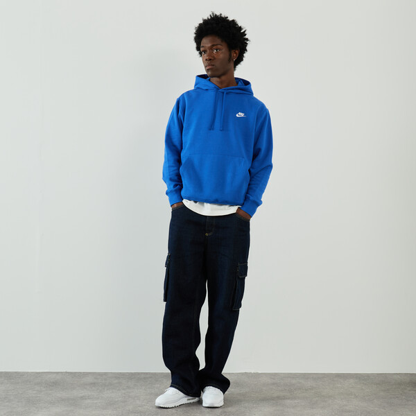 NIKE HOODIE CLUB SMALL LOGO BLUE/WHITE - SWEATSHIRTS MEN | Courir.com