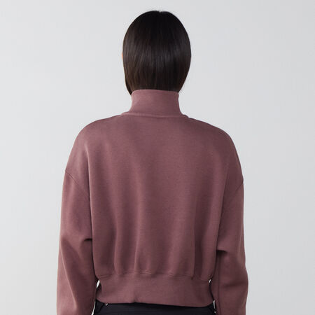 NIKE SWEAT CROP ZIP STYLE MARRON FEMME