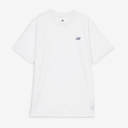 NEW BALANCE TEE SHIRT SMALL LOGO ESSENTIALS WHITE/BLACK MEN
