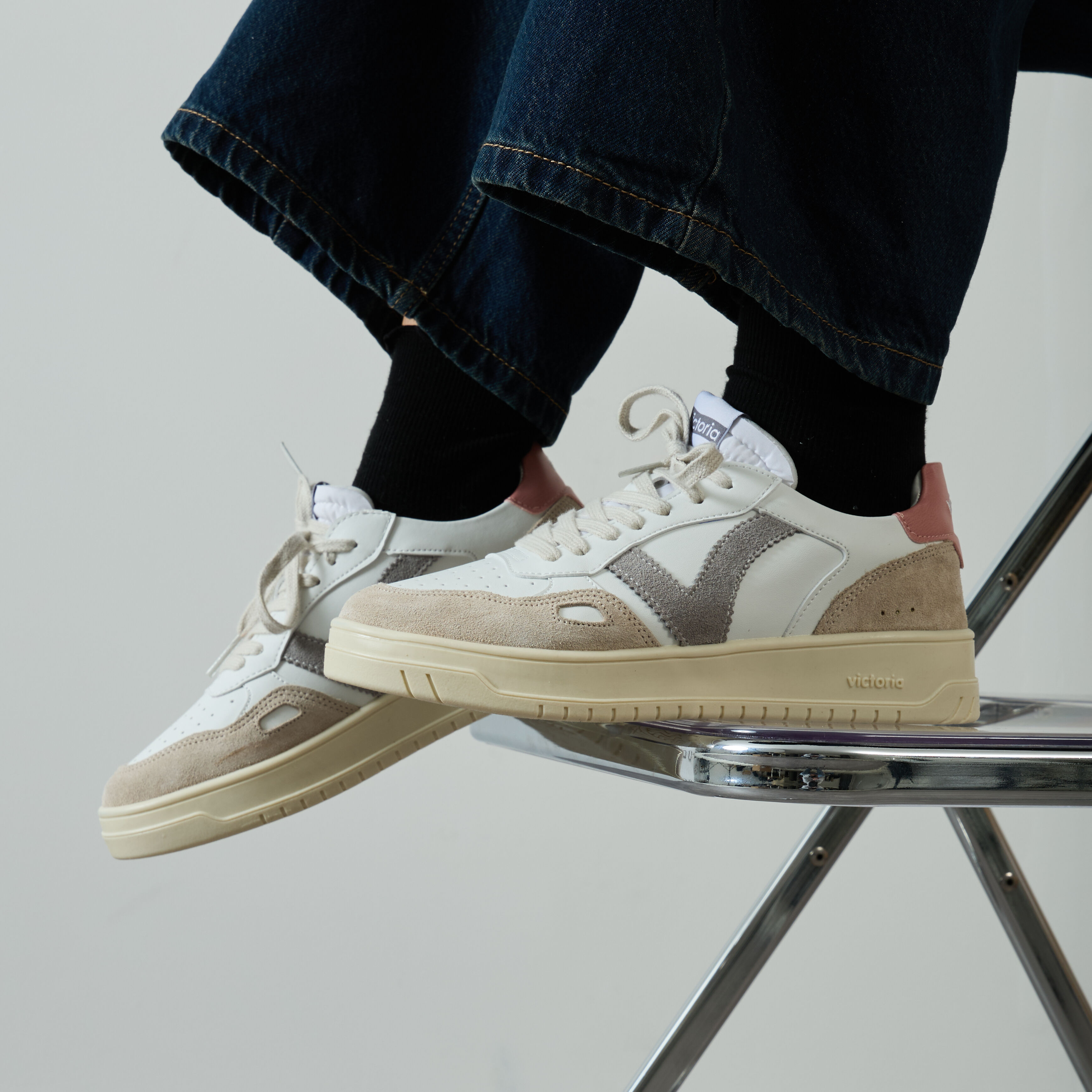 VICTORIA SEUL SNEAKERS FEMME BLANC GRIS LACETS Courir