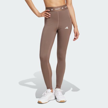 ADIDAS PERFORMANCE TECHFIT Stash Pocket Full-Length Leggings Earth Strata WOMEN
