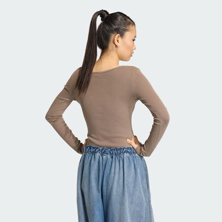 ADIDAS ORIGINALS ESSENTIALS RIB LONGSLEEVE BODYSUIT WASHED Earth Strata WOMEN