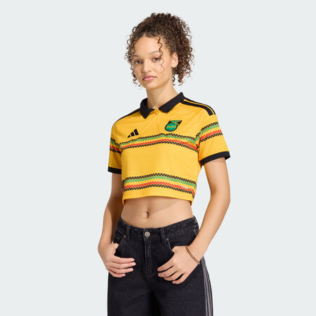 ADIDAS ORIGINALS Jamaica 26 x Bob Marley Home Cropped Jersey Bold Gold WOMEN