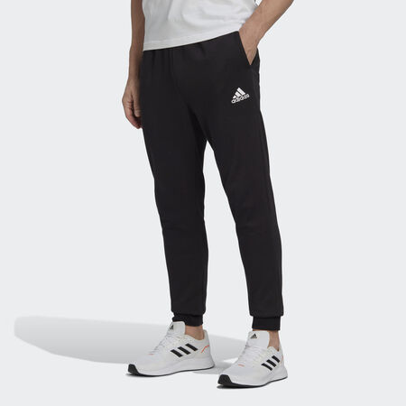 ADIDAS SPORTSWEAR Essentials Fleece Regular Tapered Pants Black / White MEN