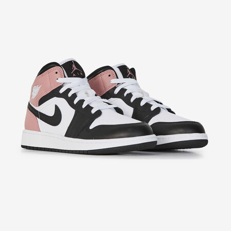 JORDAN AIR JORDAN 1 MID WHITE/PINK JUNIOR