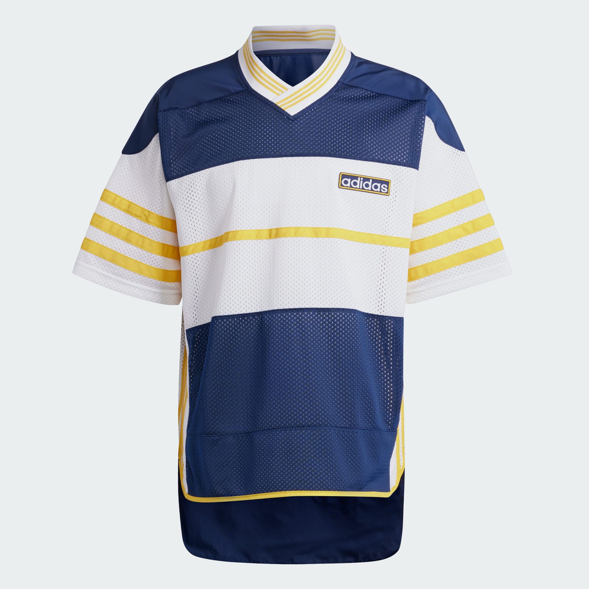 ADIDAS ORIGINALS Adicolor Adibreak Mesh Jersey Night Indigo White Bold Gold TEE SHIRT MEN Courir