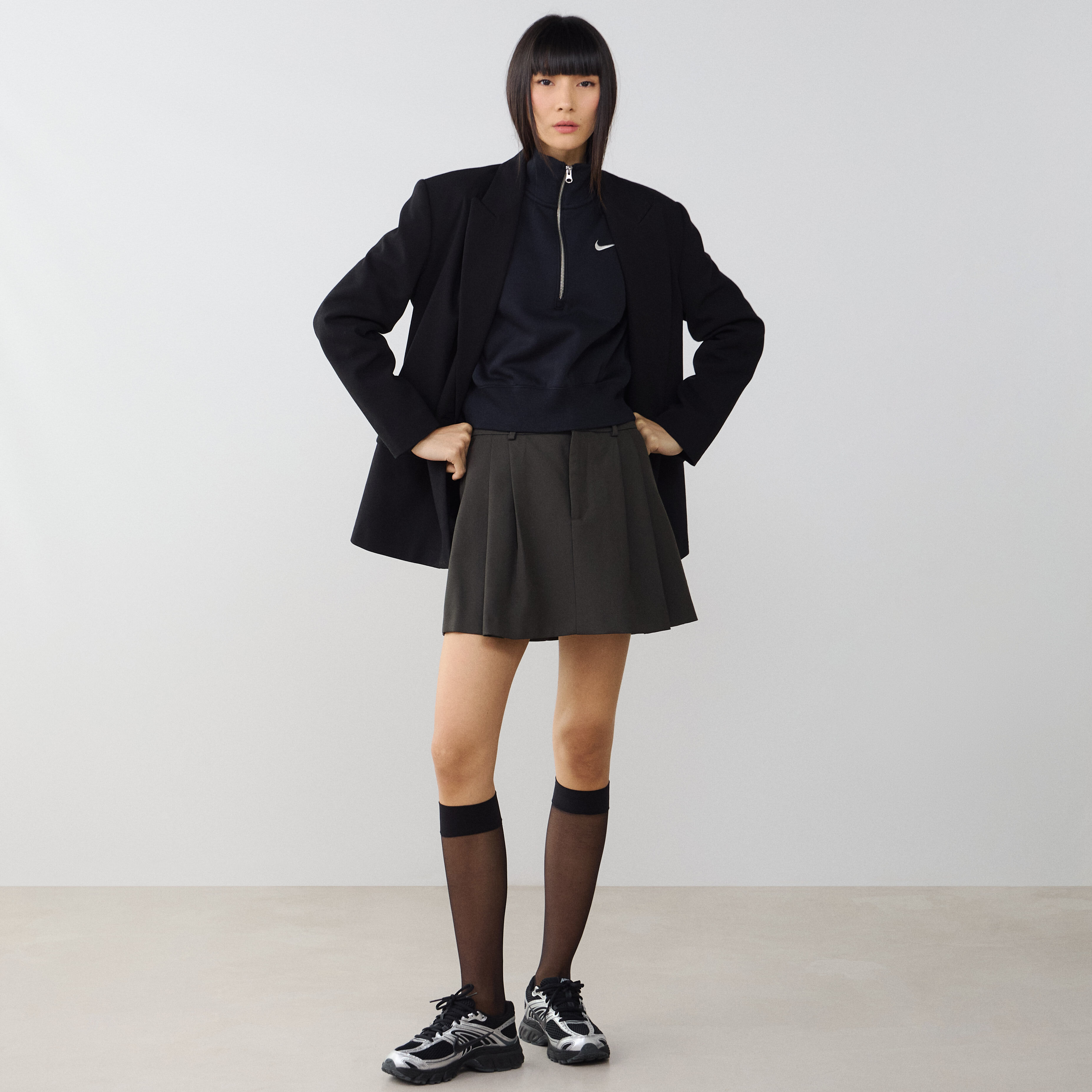 Sweat shirt Nike W nsw phnx flc qz crop EU - vue 4