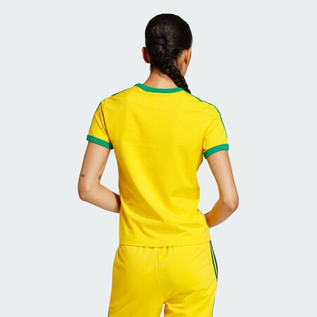 ADIDAS ORIGINALS 3 STRIPES SLIM TEE Eqt Yellow / Green / Collegiate Royal WOMEN