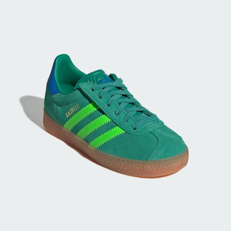 ADIDAS ORIGINALS Gazelle Comfort Closure Elastic Lace Shoes Kids Semi Court Green / Solar Green / Blue Bird BABIES