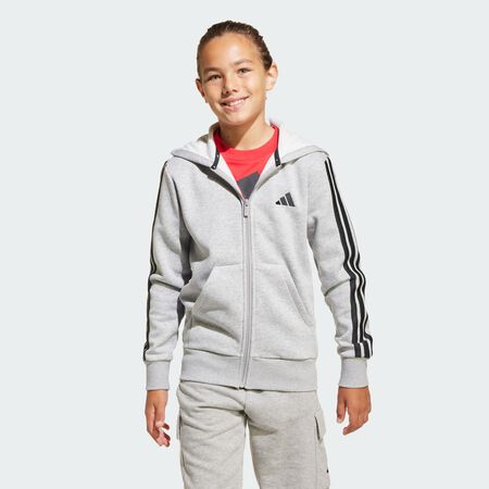 ADIDAS SPORTSWEAR Essentials Full-Zip Hoodie Kids Medium Grey Heather / Black JUNIOR