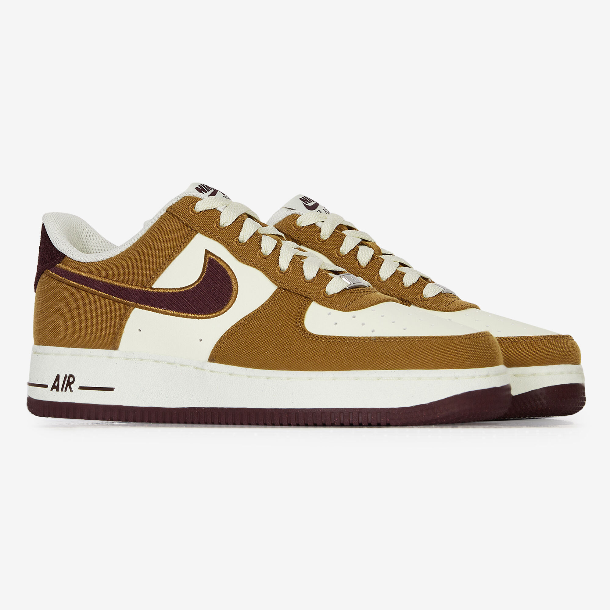 NIKE AIR FORCE 1 LOW MARRON BEIGE SNEAKERS HOMME LACETS Courir