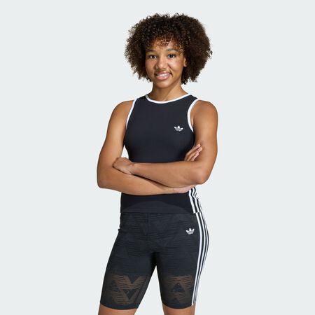 ADIDAS ORIGINALS 3-STRIPES SLIM TANK TOP Black / White JUNIOR