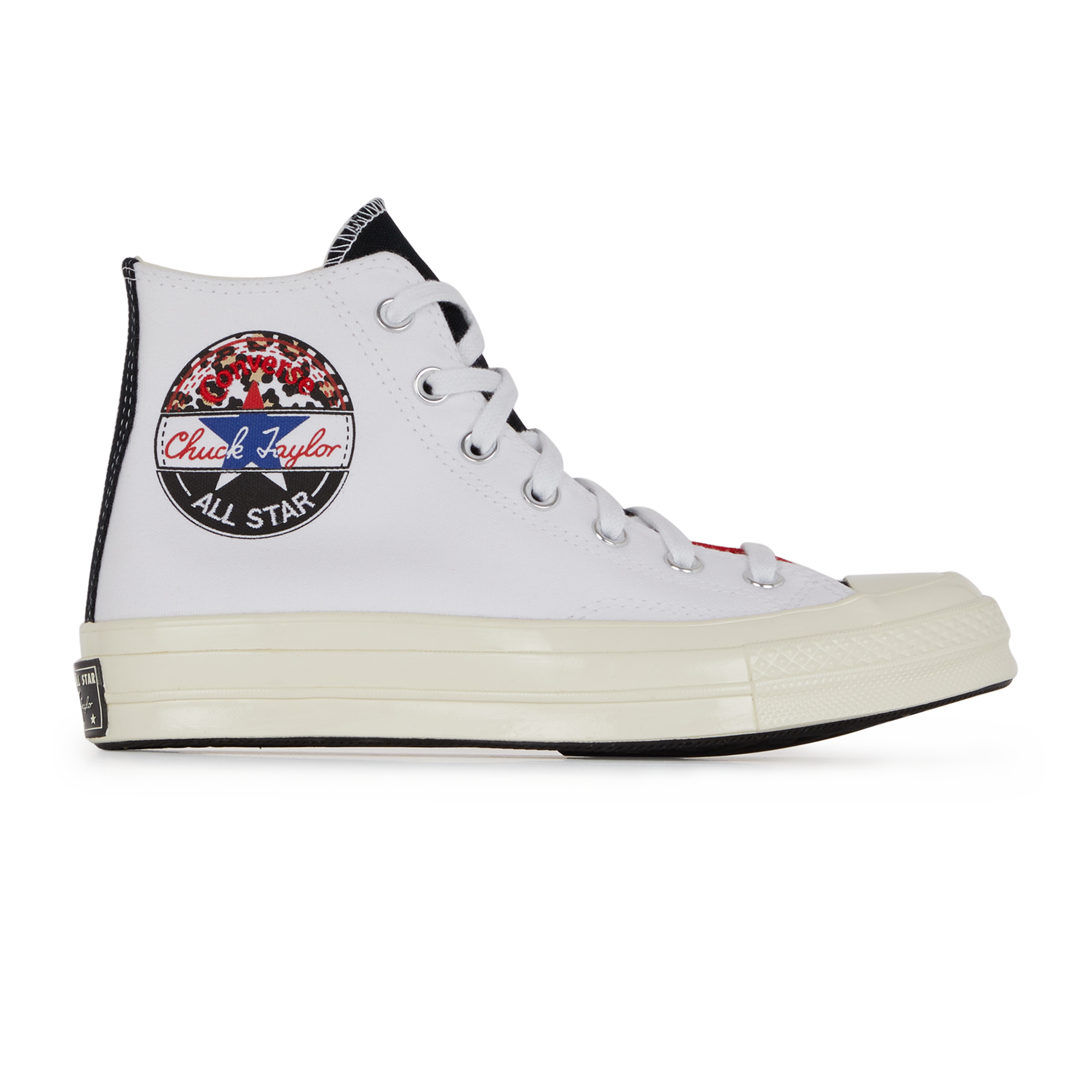 converse haute blanche ecriture rouge