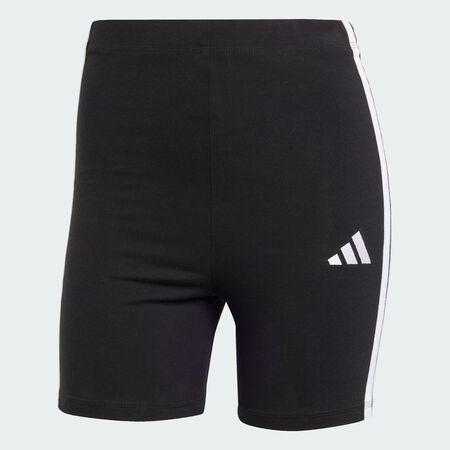 ADIDAS SPORTSWEAR Essentials 3-Stripes High Waisted Biker Shorts Black / White WOMEN