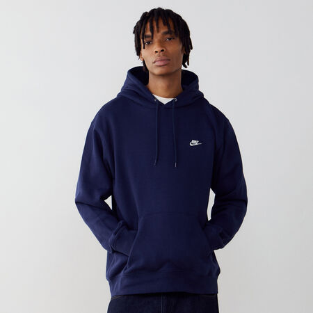 NIKE HOODIE CLUB SMALL LOGO MARINE/BLANC HOMME