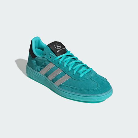 ADIDAS ORIGINALS HANDBALL SPEZIAL MERCEDES SHOES Semi Mint Rush / Silver Metallic / Core Black MEN
