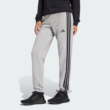 ADIDAS SPORTSWEAR Essentials 3-Stripes French Terry Cuffed Pants Medium Grey Heather / Black WOMEN