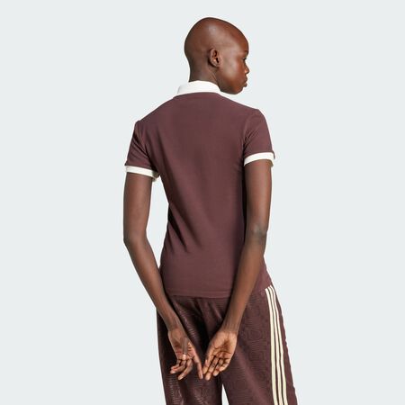 ADIDAS ORIGINALS '80s Slim Polo Shirt Shadow Brown WOMEN