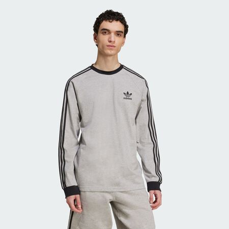 T-shirt manches longues 3 bandes Adicolor Classics : Medium Grey Heather / Black