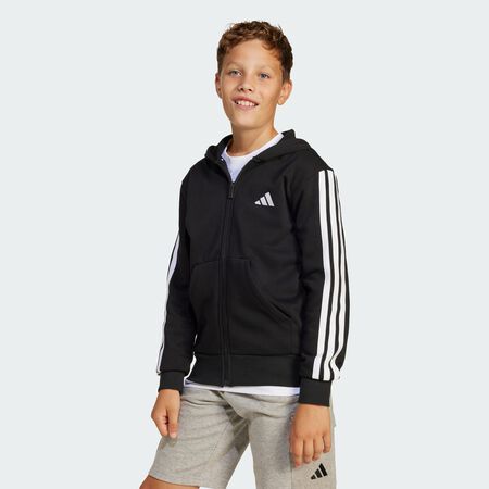 ADIDAS SPORTSWEAR Essentials Full-Zip Hoodie Kids Black / White JUNIOR