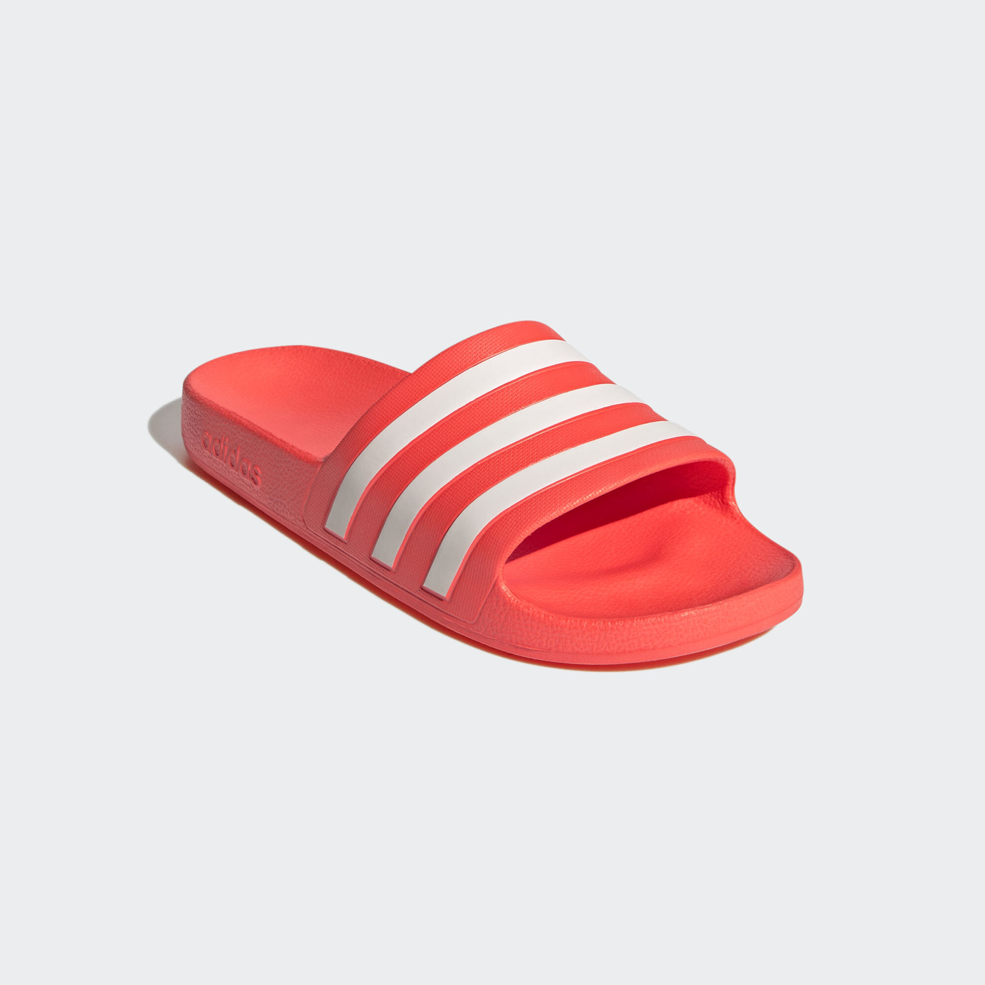 Red and white adidas slides womens top