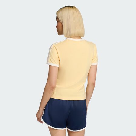 ADIDAS ORIGINALS 3 STRIPES SLIM TEE Orange Tint / Off White WOMEN