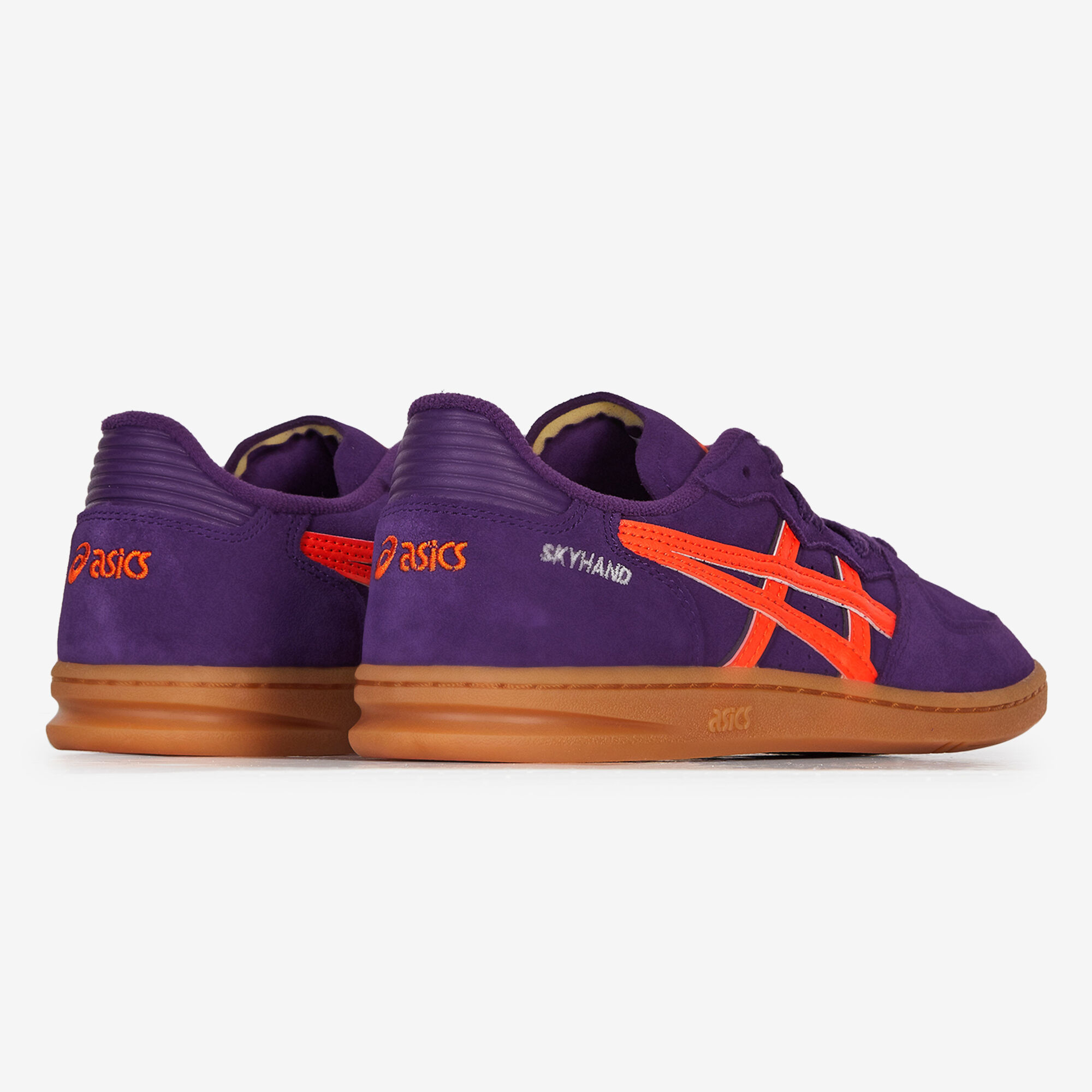 purple and orange sneakers