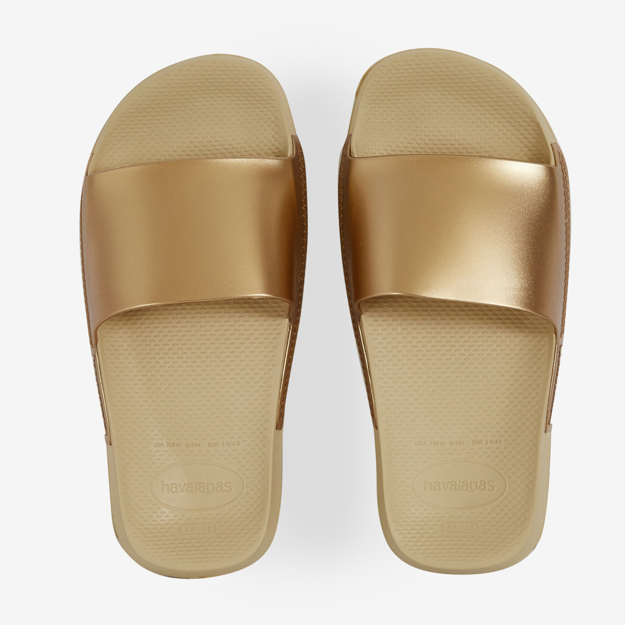 Metallic gold slides sales
