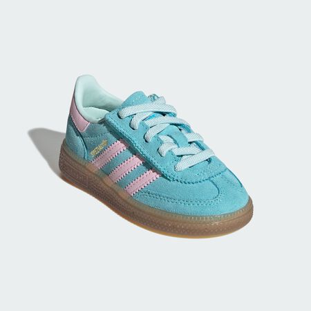 ADIDAS ORIGINALS Handball Spezial Comfort Closure Elastic Lace Shoes Kids Pulse Aqua / Clear Pink / Gum BABIES