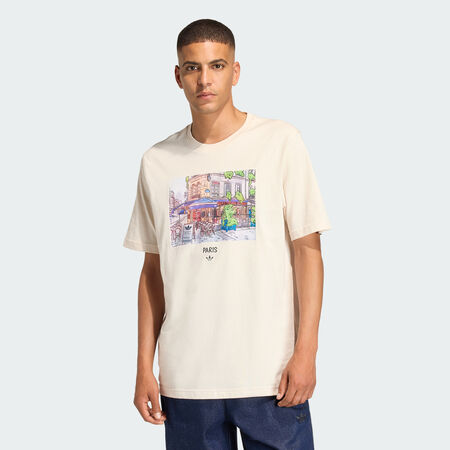 ADIDAS ORIGINALS T-SHIRT GRAPHIQUE PAINTING PARIS STREET VIEW Wonder White HOMME