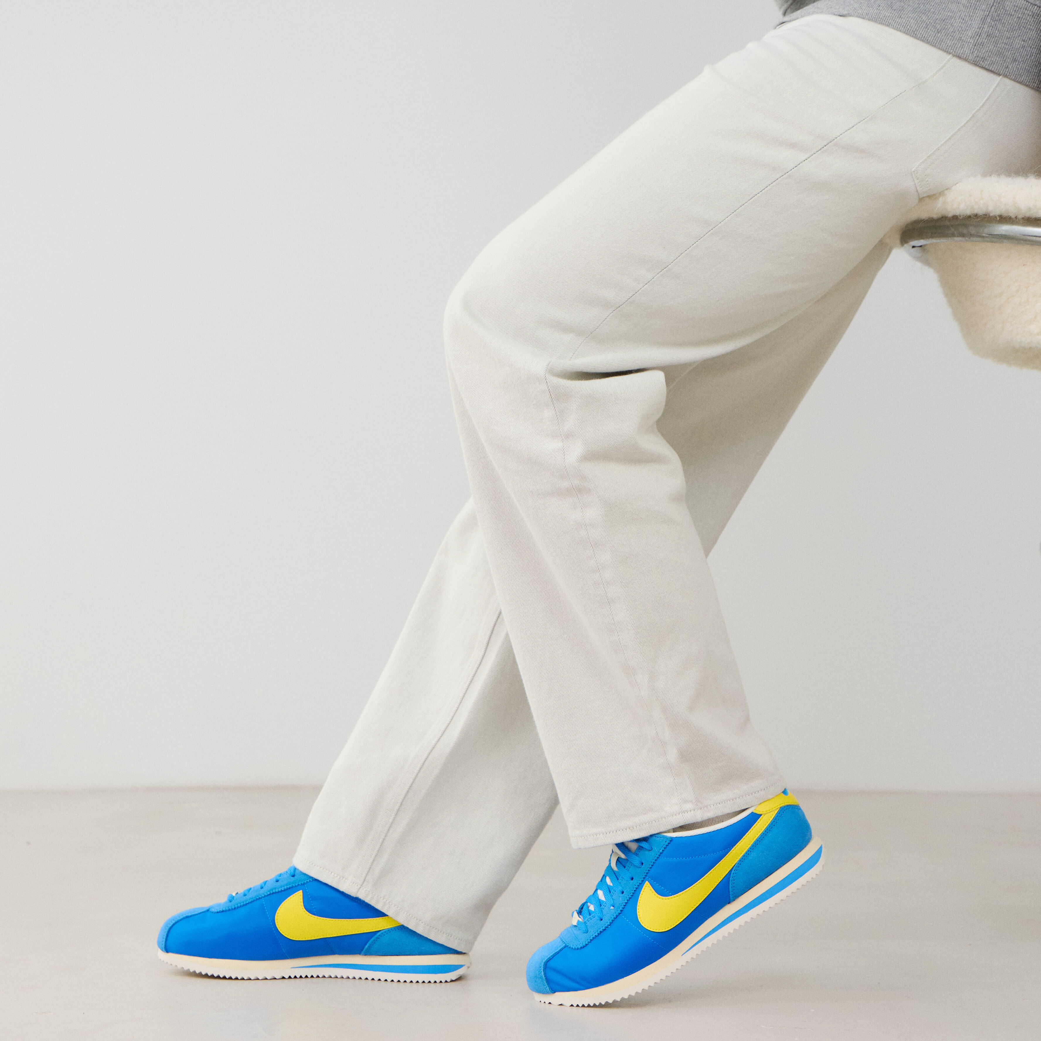nike cortez blue yellow