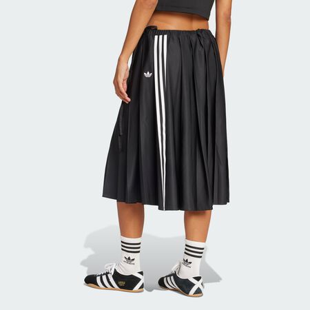 ADIDAS ORIGINALS Ribbon Pleated Maxi Skirt Black WOMEN