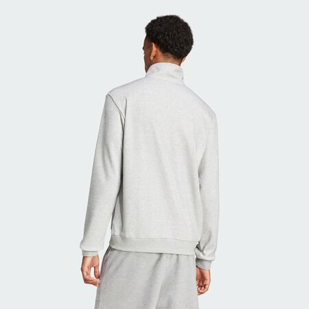 ADIDAS ORIGINALS Sweat-shirt demi-zip gaufré Trèfle Essentials Medium Grey Heather HOMME