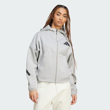 ADIDAS ORIGINALS adidas Z.N.E. Full-Zip Hoodie Medium Grey Heather WOMEN