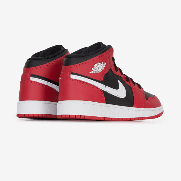 JORDAN AIR JORDAN MID SNEAKERS ENFANT NOIR/ROUGE LACETS