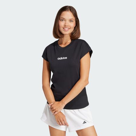ADIDAS SPORTSWEAR Essentials Linear Cotton Tee Black / White WOMEN