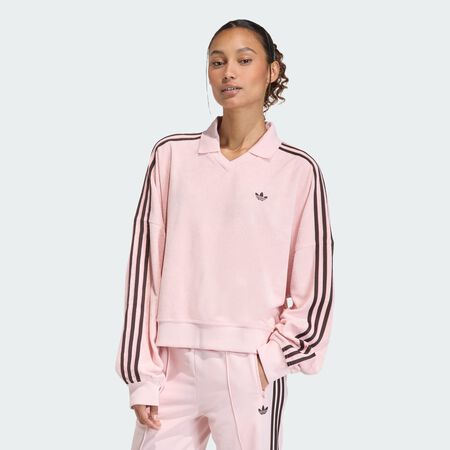 ADIDAS ORIGINALS Polo TERRY TOWEL V NECK LONG SLEEVES Sandy Pink FEMME