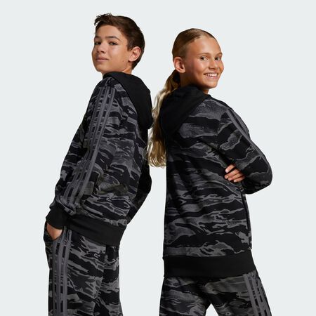ADIDAS SPORTSWEAR Seasonal Essentials Camo Full-Zip Hoodie Kids Black / Grey Five JUNIOR