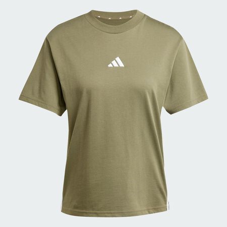 ADIDAS SPORTSWEAR Essentials 3-Stripes Cotton Tee Olive Strata / White WOMEN