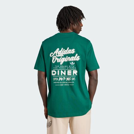 ADIDAS ORIGINALS Diner Text Graphic Loose Tee Collegiate Green MEN
