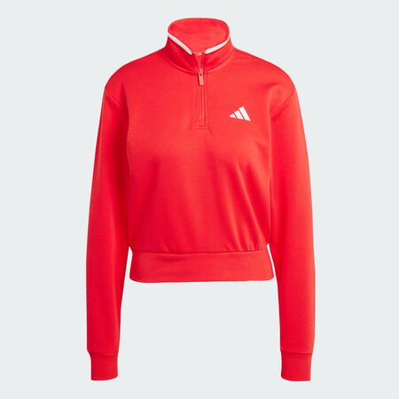 Essentials Color Pop French Terry Crop Quarter-Zip Track Jacket : Pure Ruby