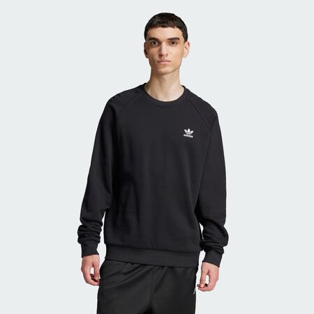 ADIDAS ORIGINALS Trefoil Essentials French Terry Crew Sweatshirt Black MEN
