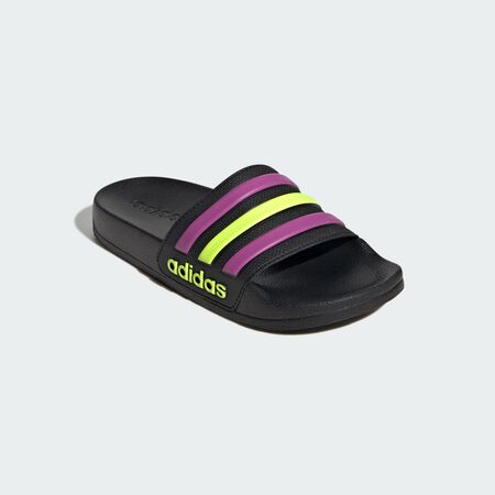ADIDAS SPORTSWEAR ADILETTE SHOWER SLIDES Core Black / Flash Pink / Solar Yellow TODDLERS