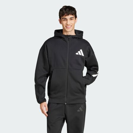 Nouvelle veste de survêtement à capuche entièrement zippée Z.N.E. : Black / White