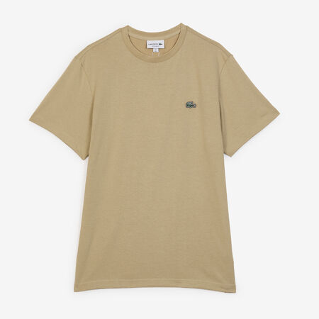 LACOSTE TEE SHIRT CLASSIC SMALL LOGO SL BEIGE/VERT HOMME