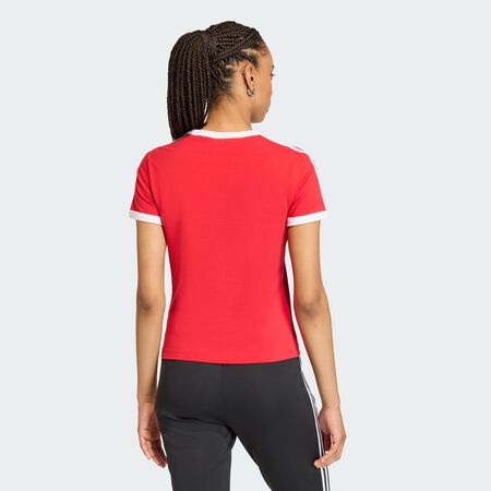 ADIDAS ORIGINALS T-SHIRT SLIM 3 BANDES Better Scarlet / White FEMME