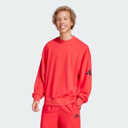 ADIDAS ORIGINALS Essentials Loose Fit 3 Bar Logo Sweatshirt Pure Ruby / Black MEN