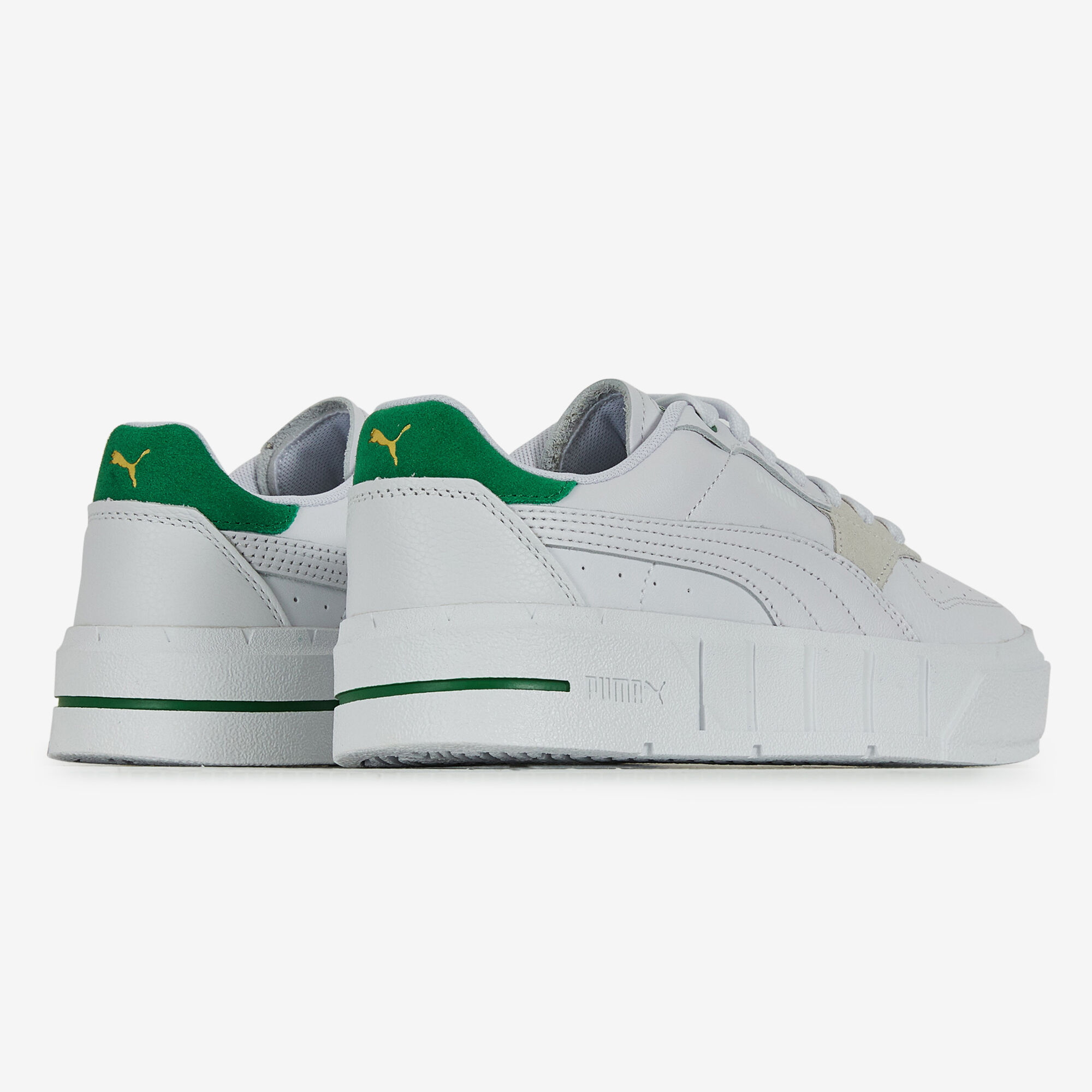 PUMA CALI COURT MATCH SNEAKERS FEMME BLANC VERT FONCE LACETS Courir