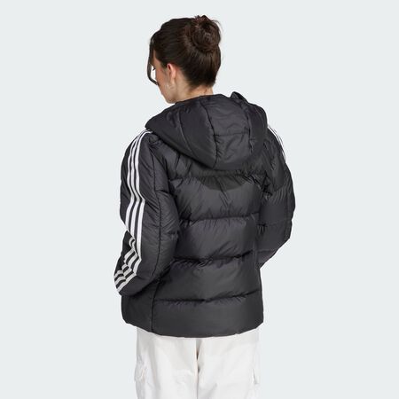 ADIDAS SPORTSWEAR Essentials 3-Stripes Mid Down Hooded Jacket Black WOMEN